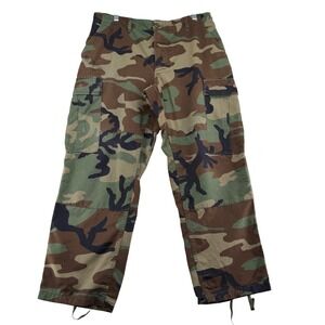 Military Woodland Camo Cargo Pants Mens Medium X-Short Inseam 31"-35" Waist